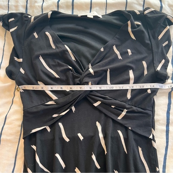 Loft Brushstroke Knotted Black w White Swing Dress Women's XSP - Picture 4 of 4
